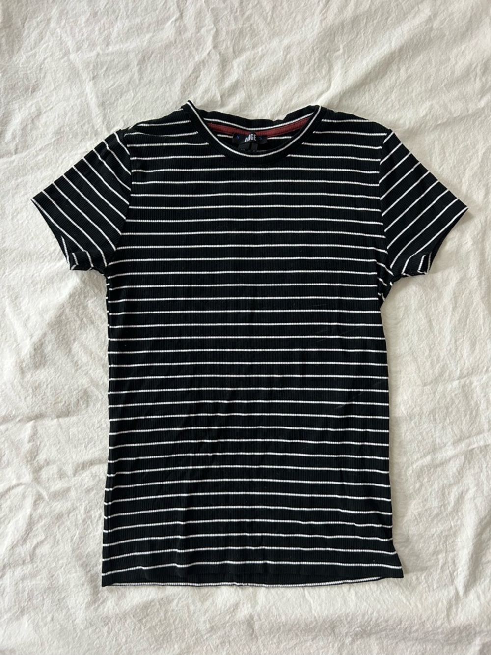 PAIGE Black & White Striped Ribbed Tee